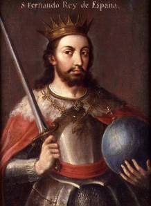 "S. Fernando, Rey de España". Imagen del Santo Rey al óleo, s. XVII.